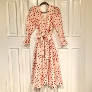 Never worn, Buru Sample XS, Long Sleeve Day Gown, MIDI - Flocking Dot